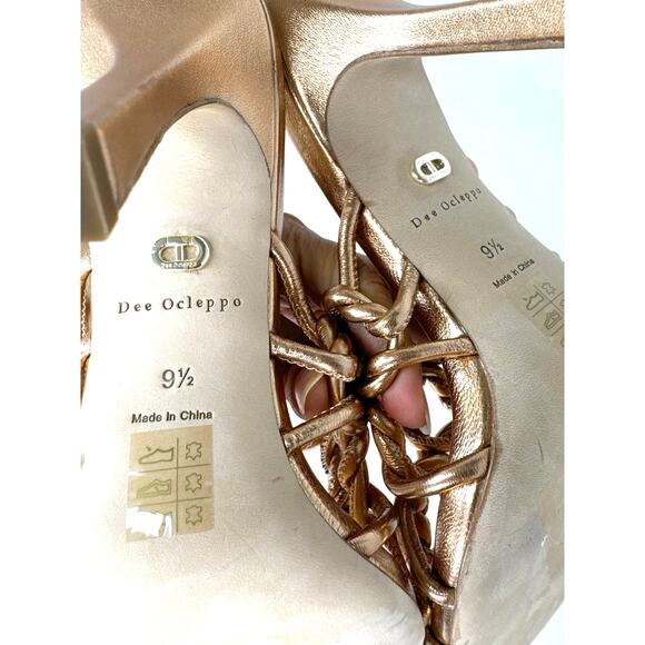 DEE OCLEPPO Belize Metallic Gold Copper Caged Mule Sandals In SZ US  9.5 - Picture 3 of 8